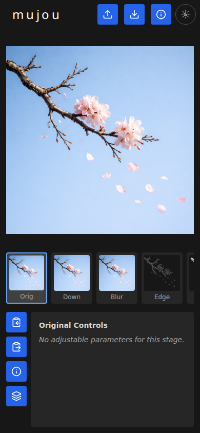 Original stage showing the cherry blossom photograph