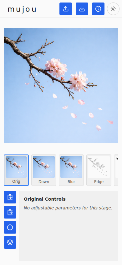 Original stage showing the cherry blossom photograph