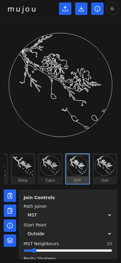 Join stage showing the single continuous path with MST join controls